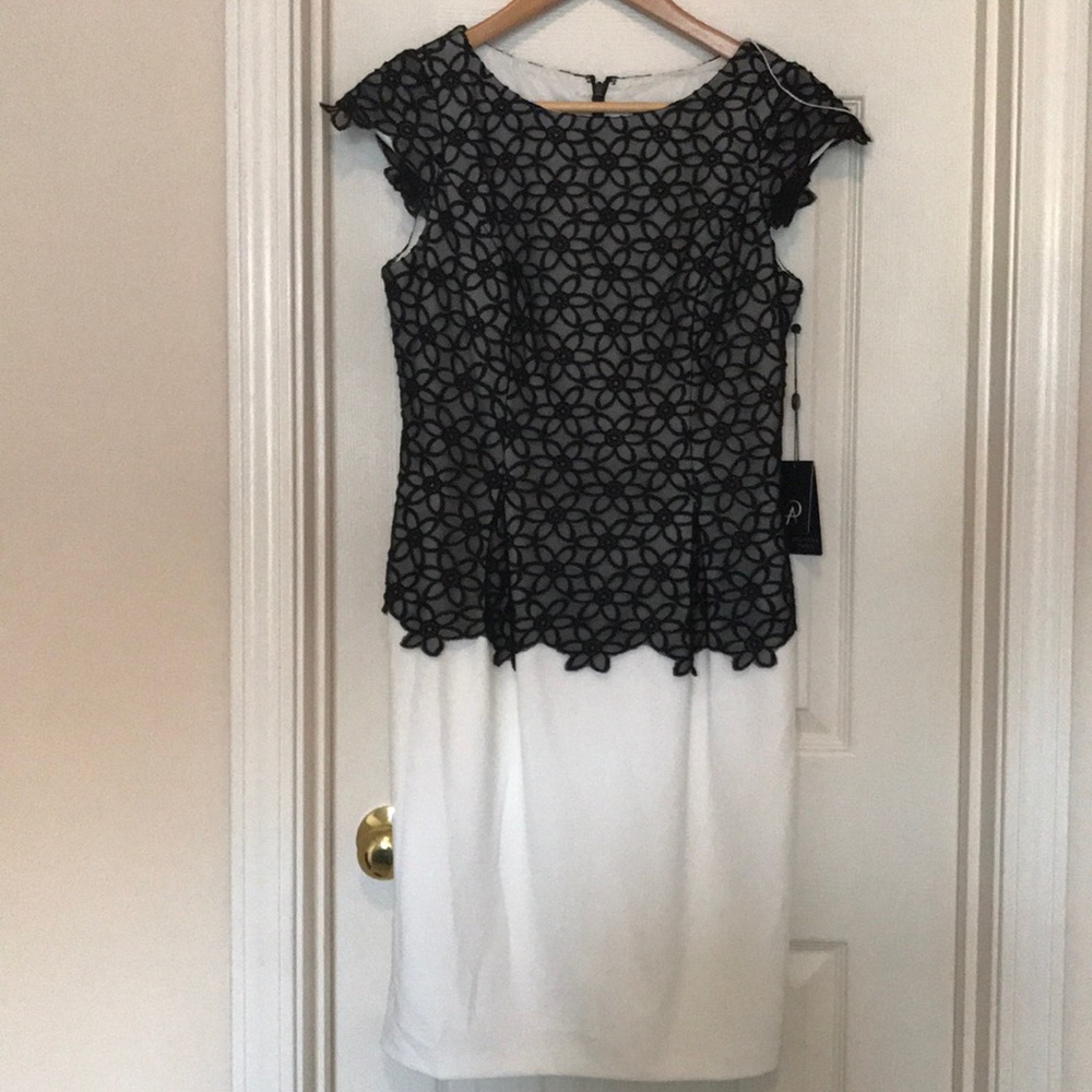 Adrianna Papell NEW Black & White work dress SZ 4